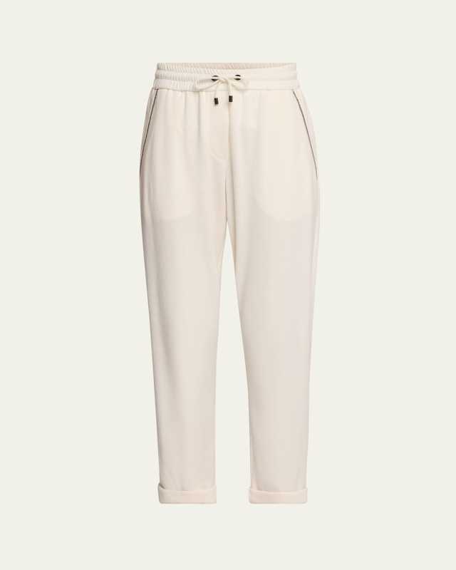 Drawstring Felpa Monili-Trim Pocket Pants